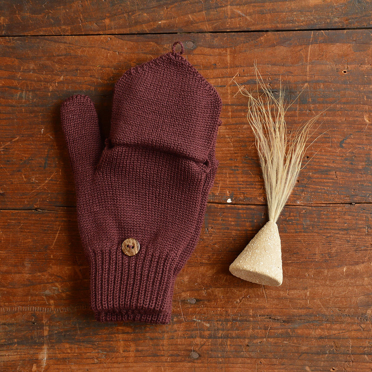 Adults Button Back Mittens - 100% Organic Merino Wool