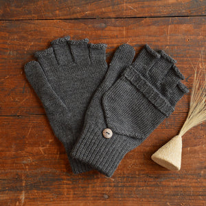 Adults Button Back Mittens - 100% Organic Merino Wool