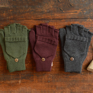 Adults Button Back Mittens - 100% Organic Merino Wool