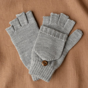 Adults Button Back Mittens in 100% Organic Merino Wool