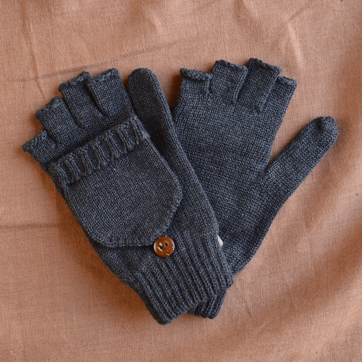 Adults Button Back Mittens - 100% Organic Merino Wool