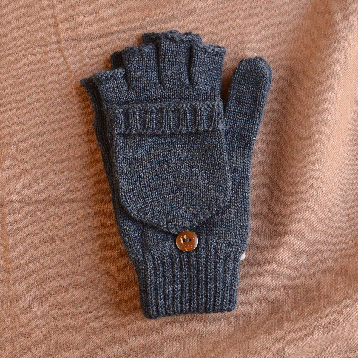 Adults Button Back Mittens - 100% Organic Merino Wool