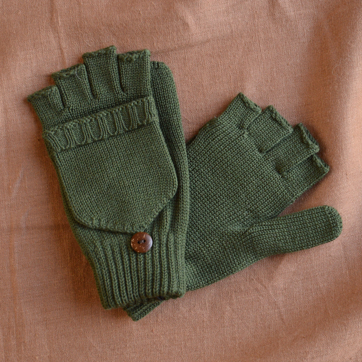 Adults Button Back Mittens - 100% Organic Merino Wool