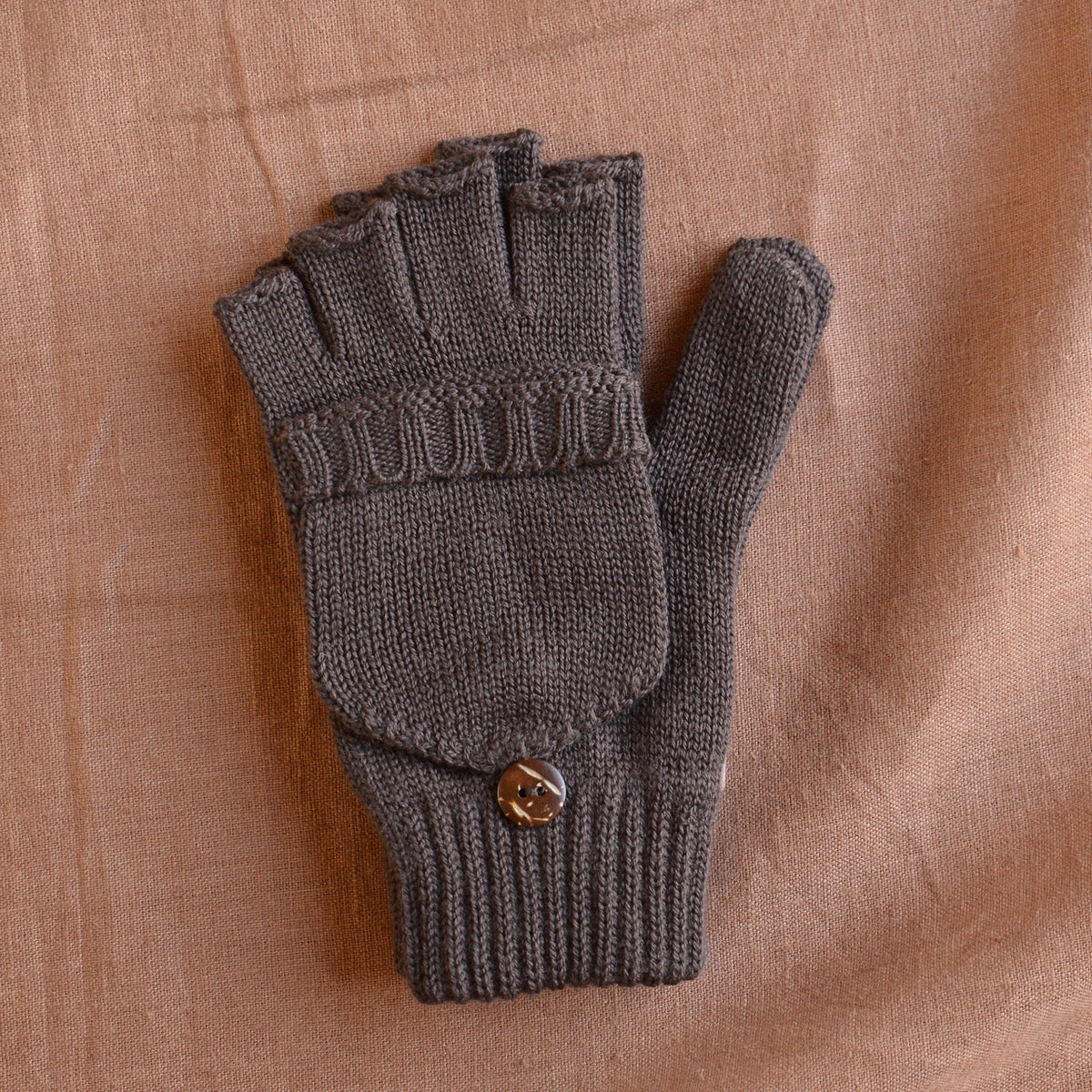 Adults Button Back Mittens - 100% Organic Merino Wool