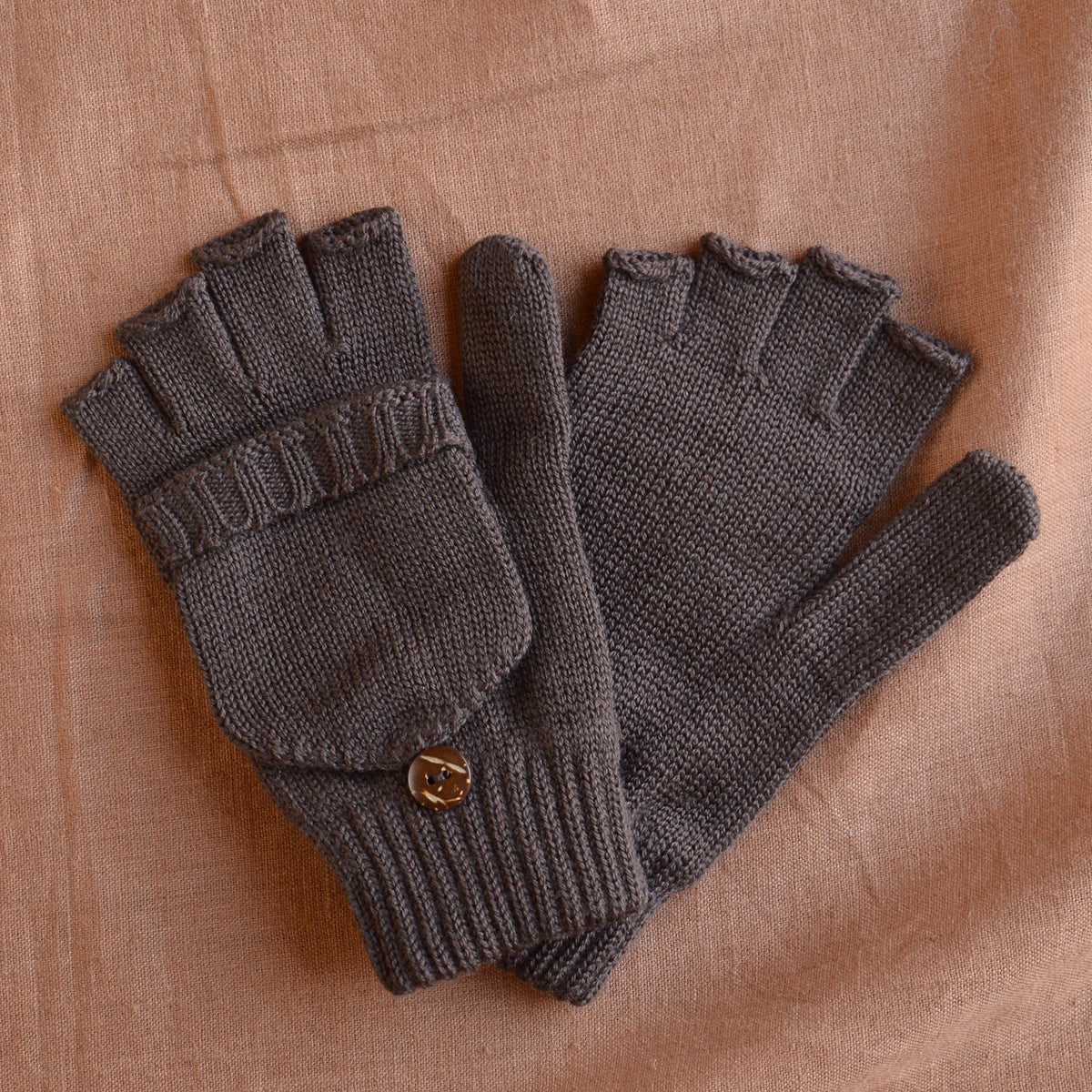 Adults Button Back Mittens - 100% Organic Merino Wool