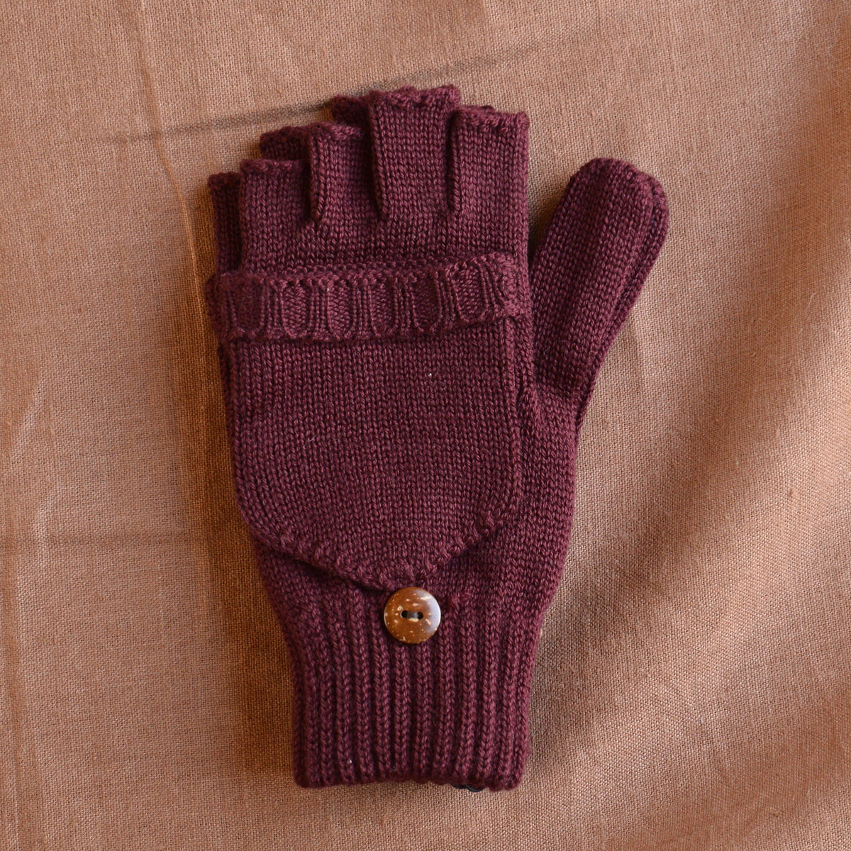 Adults Button Back Mittens - 100% Organic Merino Wool