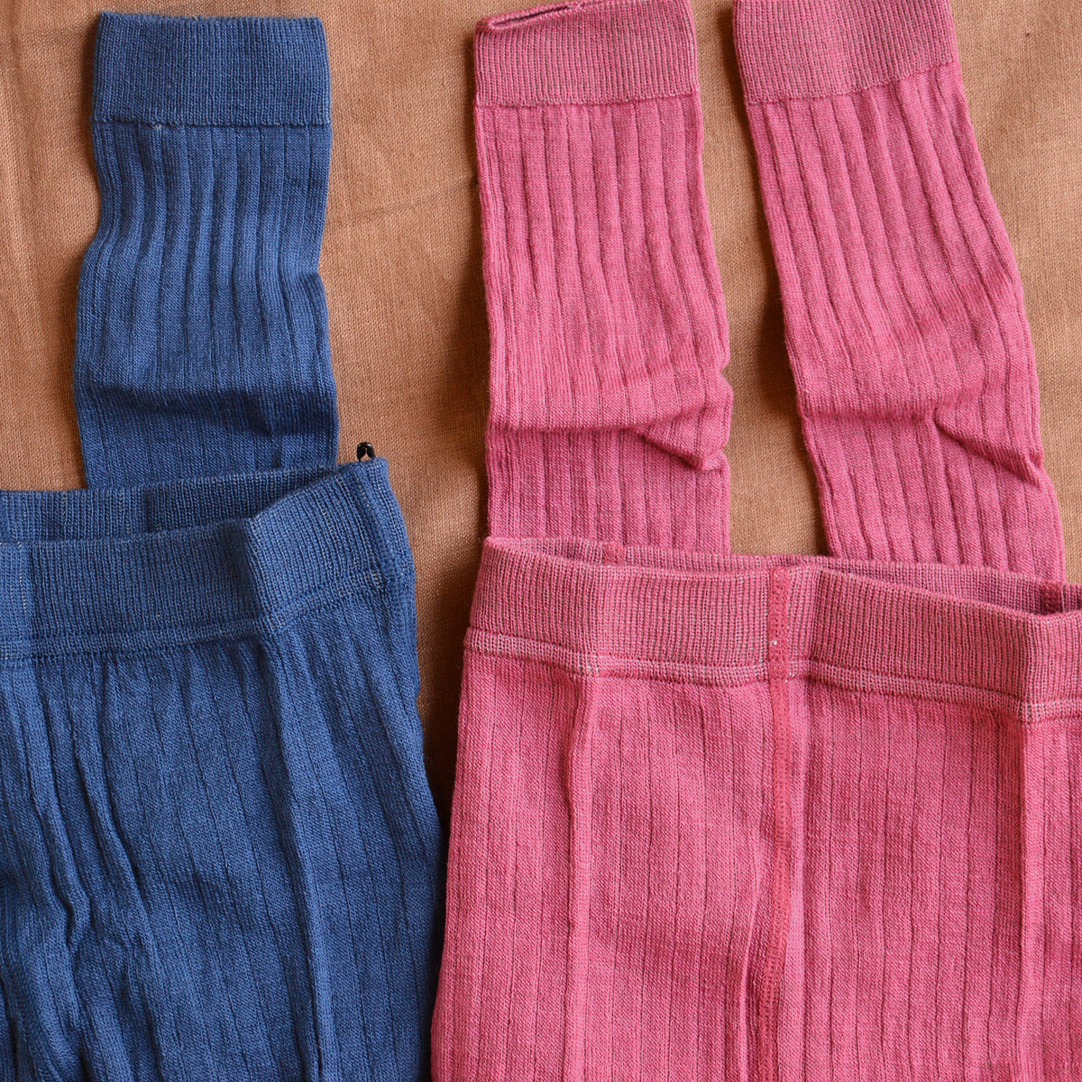 Ribbed Footless Tights in Organic Merino/Cotton (3-10y)