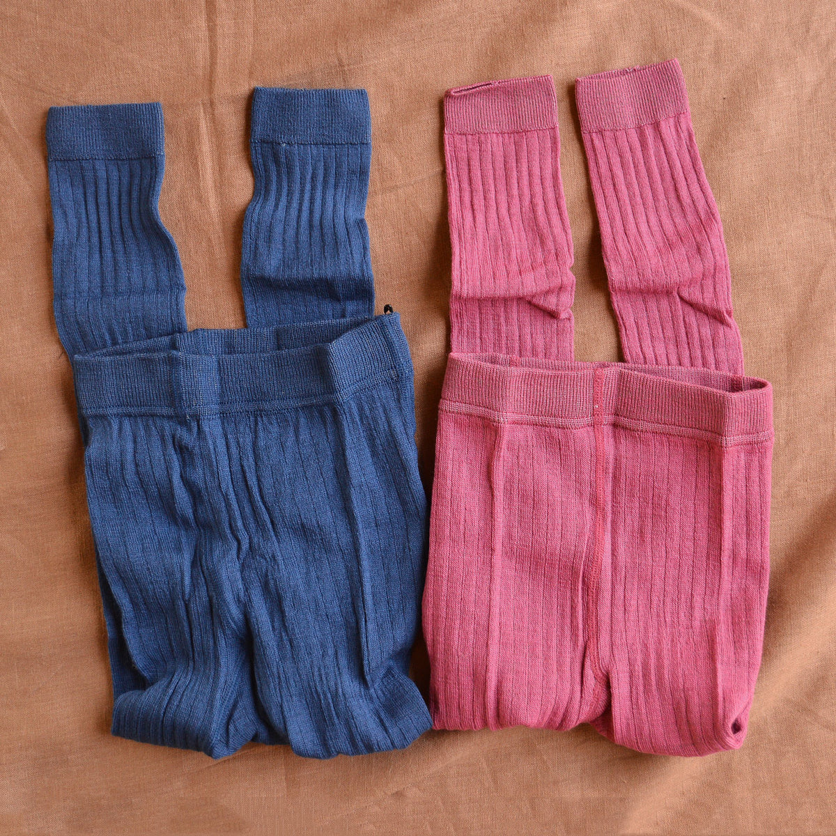 Ribbed Footless Tights in Organic Merino/Cotton (3-10y)
