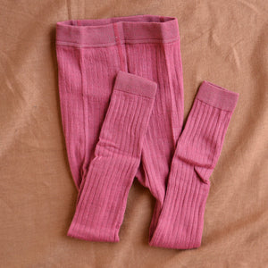 Ribbed Footless Tights in Organic Merino/Cotton (3-10y)
