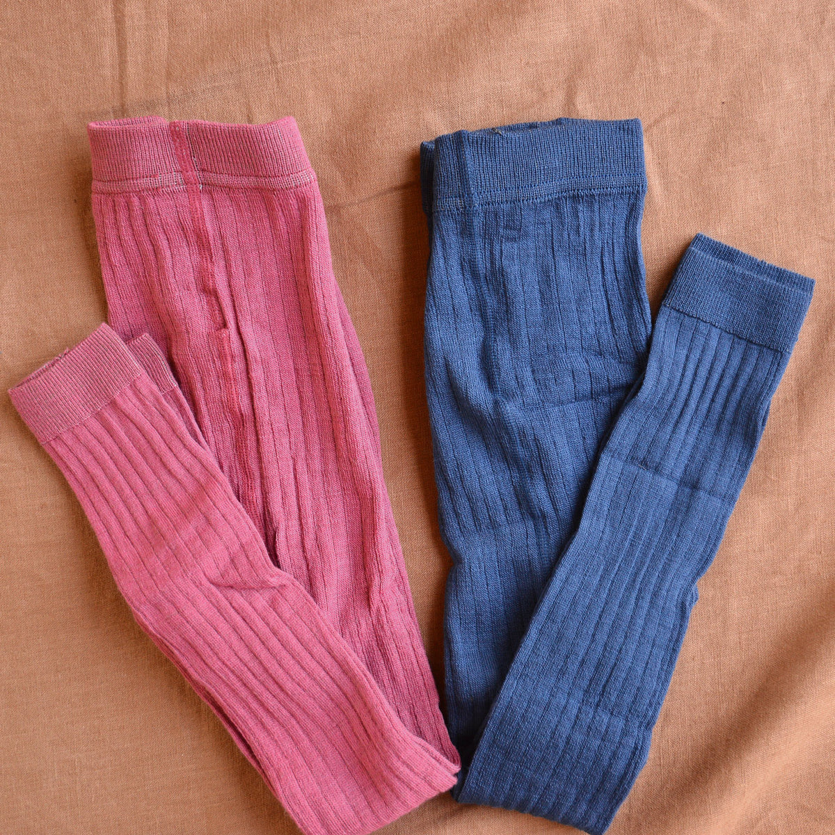 Ribbed Footless Tights in Organic Merino/Cotton (3-10y)