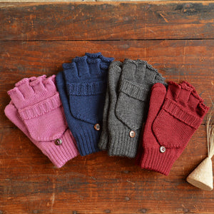 Child's Button Back Mittens - 100% Organic Merino Wool (1-8y+)