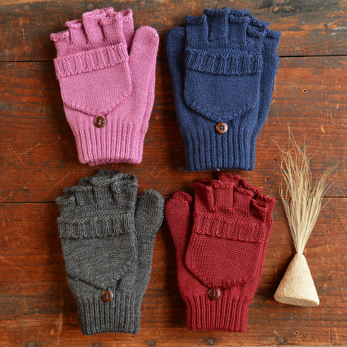 Child's Button Back Mittens - 100% Organic Merino Wool (1-8y+)
