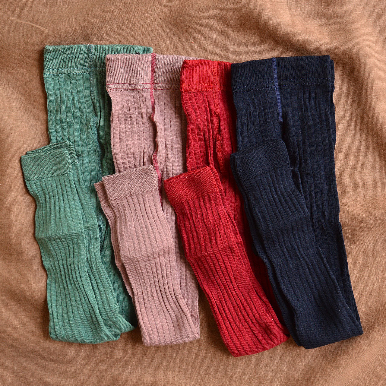 Ribbed Footless Tights - Organic Merino/Cotton (3-10y)
