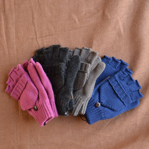 Child's Button Back Mittens - 100% Organic Merino Wool (1-8y+)