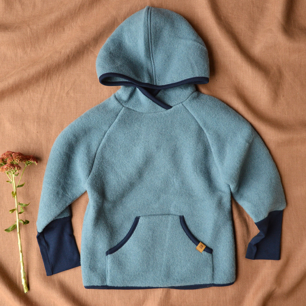 Child's Hoody - 100% Organic Wool Fleece- Storm Blue (2-8y)