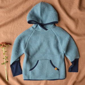 Child's Hoody - 100% Organic Wool Fleece - Storm Blue (1-2y) *Last One!
