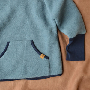 Child's Hoody - 100% Organic Wool Fleece- Storm Blue (2-8y)