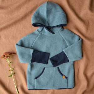 Child's Hoody - 100% Organic Wool Fleece- Storm Blue (2-8y)