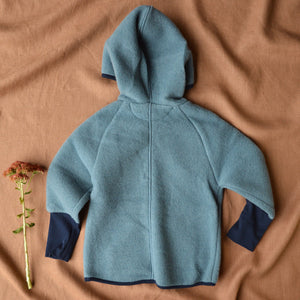 Child's Hoody - 100% Organic Wool Fleece- Storm Blue (2-8y)