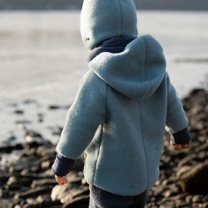 Child's Hoody - 100% Organic Wool Fleece - Storm Blue (1-2y) *Last One!