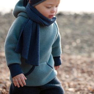 Child's Hoody - 100% Organic Wool Fleece - Storm Blue (1-2y) *Last One!