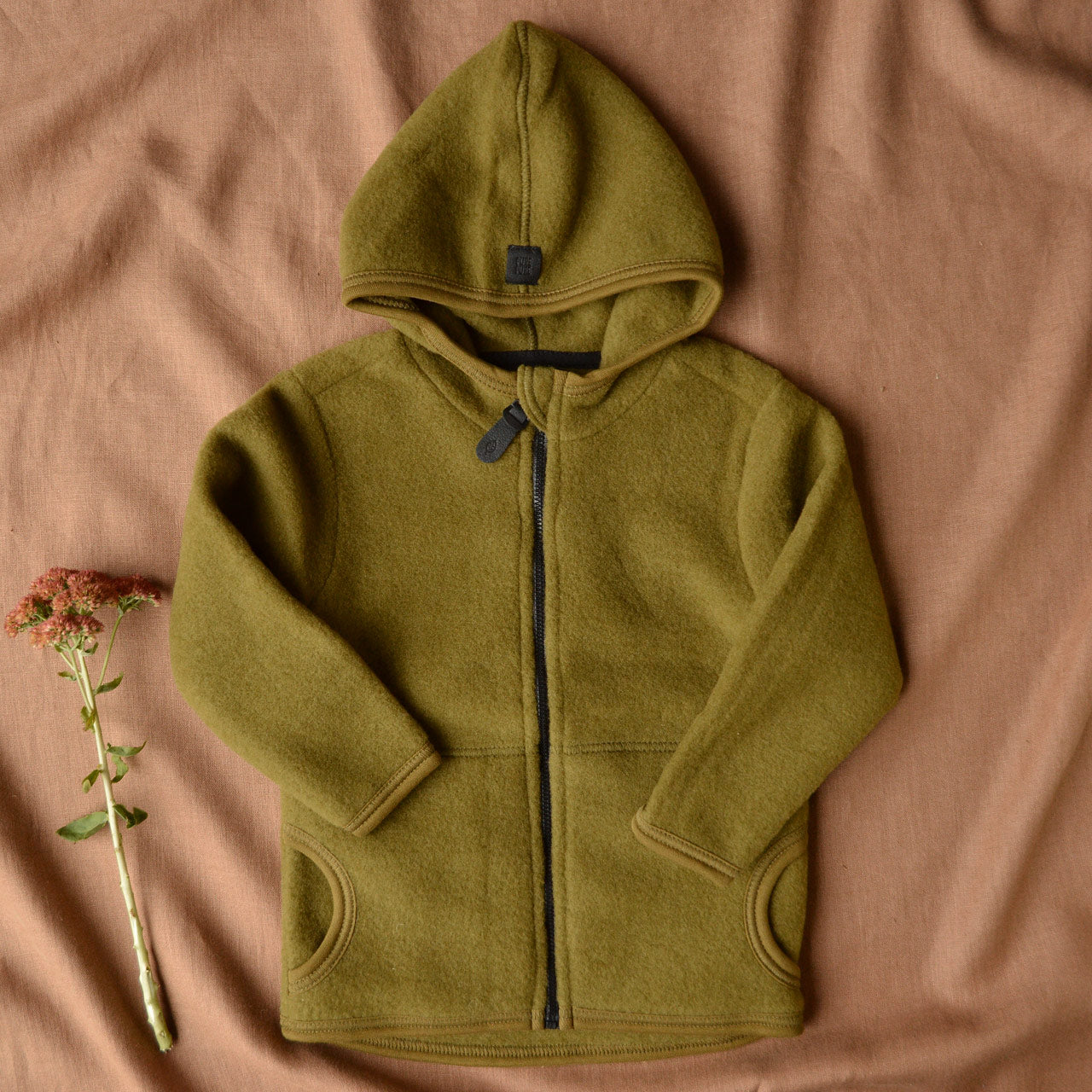 Child's Jacket - 100% Organic Wool Fleece - Olive Gold (2-10y)
