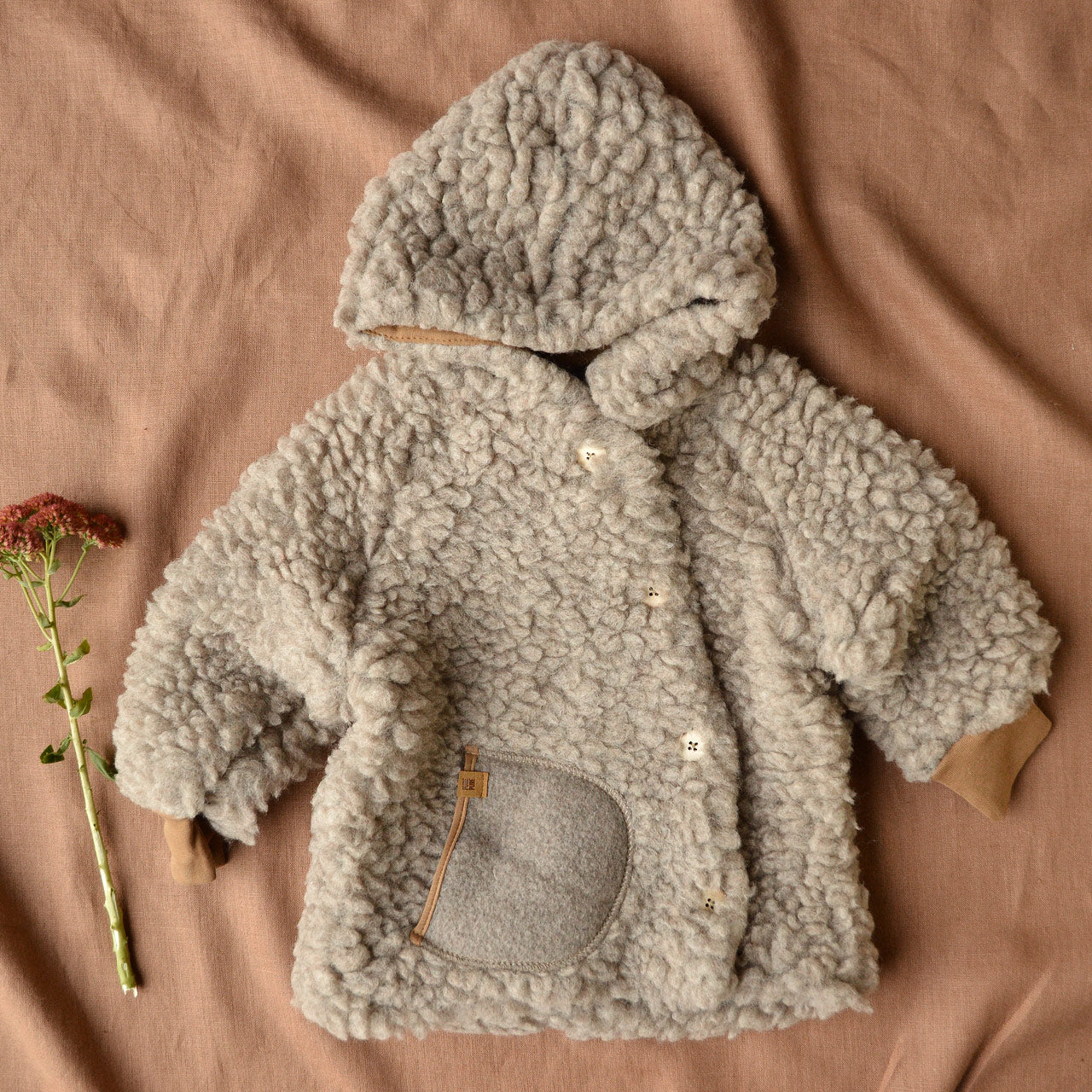 Plush Hooded Jacket - Wool/Tencel Teddy (1-6y)