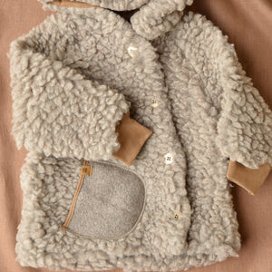 Plush Hooded Jacket - Wool/Tencel Teddy (1-6y)