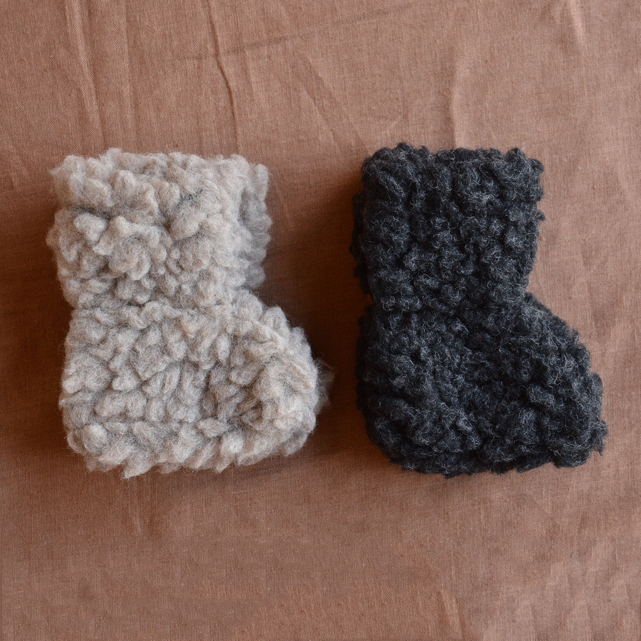 Plush Bear Booties - Wool/Tencel Teddy (0-24m)