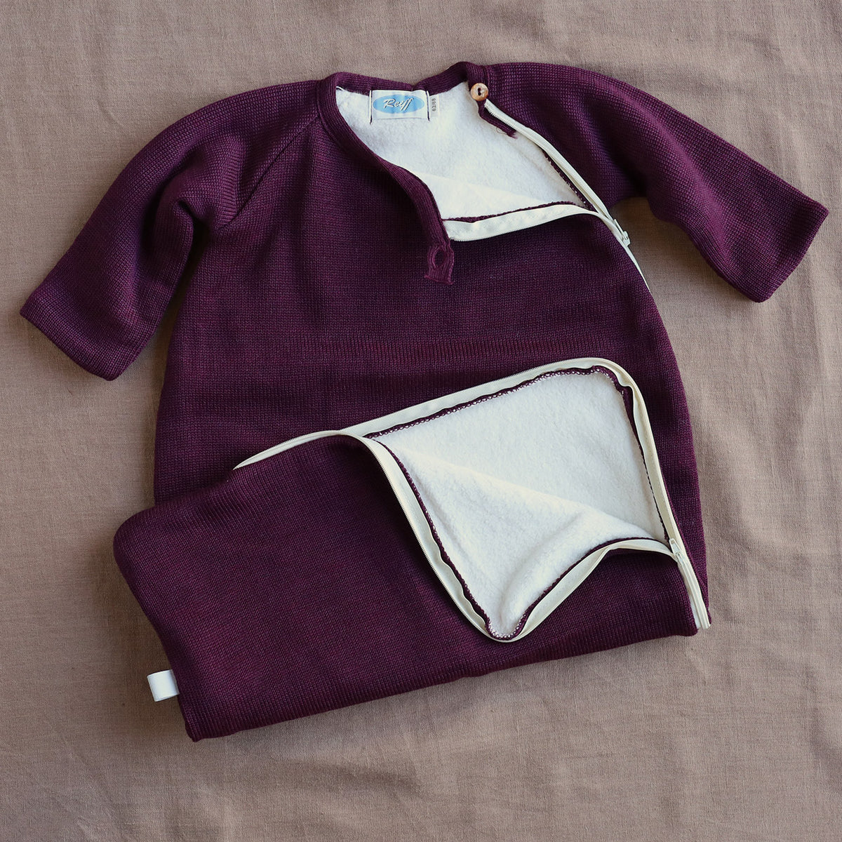 Longsleeve Sleeping Bag - Fleece Lined Organic Merino Wool (1-6y)