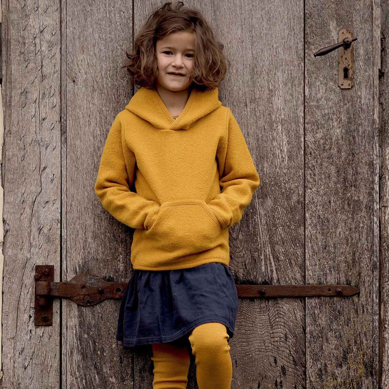Wool Crepe Hoody - Organic Merino - Navy (9-10y) *Last One!