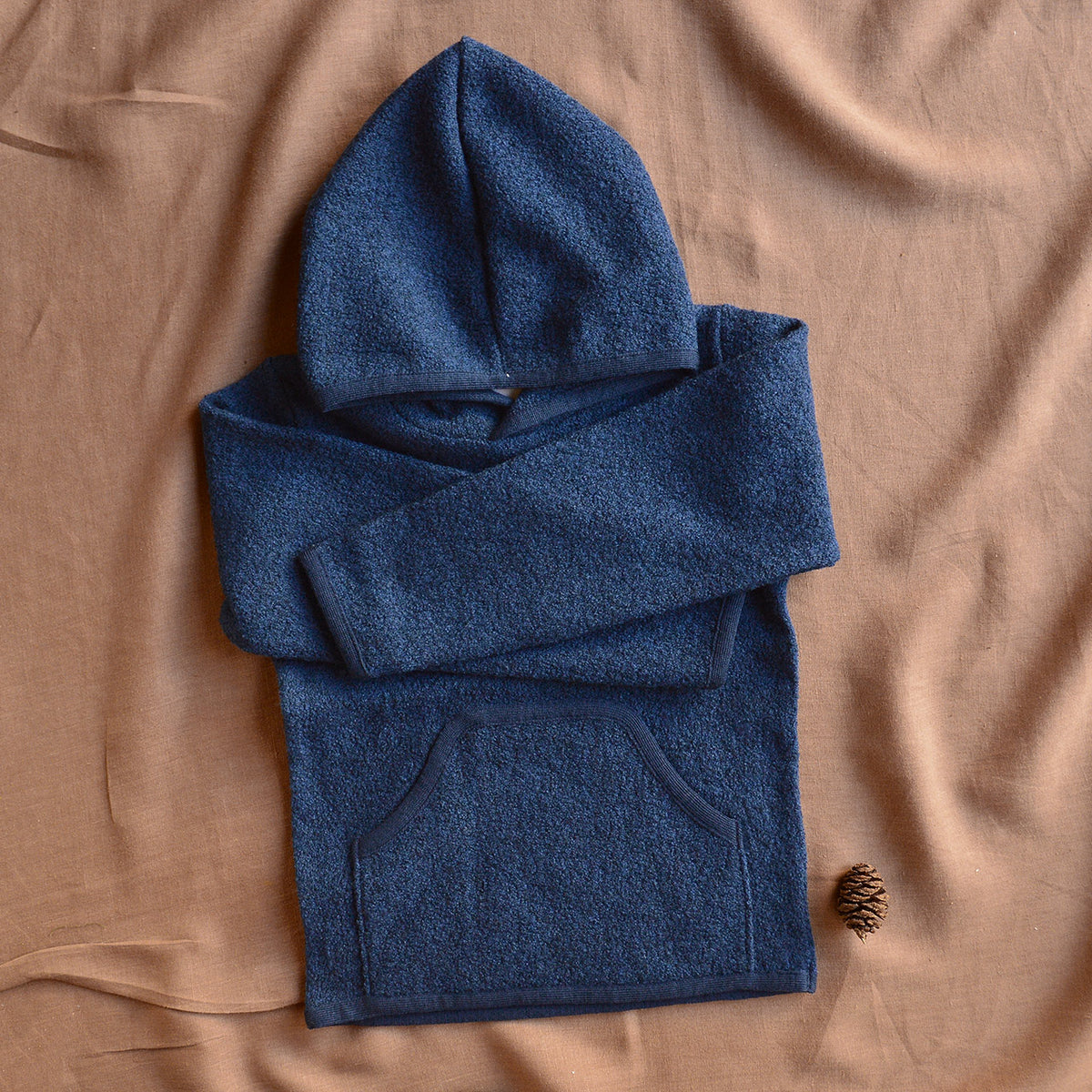 Wool Crepe Hoody - Organic Merino - Navy (9-10y) *Last One!