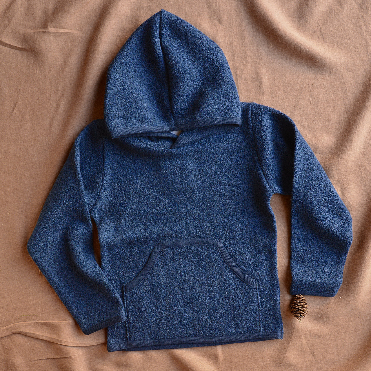 Wool Crepe Hoody - Organic Merino - Navy (9-10y) *Last One!