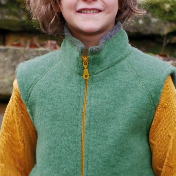 Big Kids Zip Vest - Organic Merino Wool Fleece (9-14y)