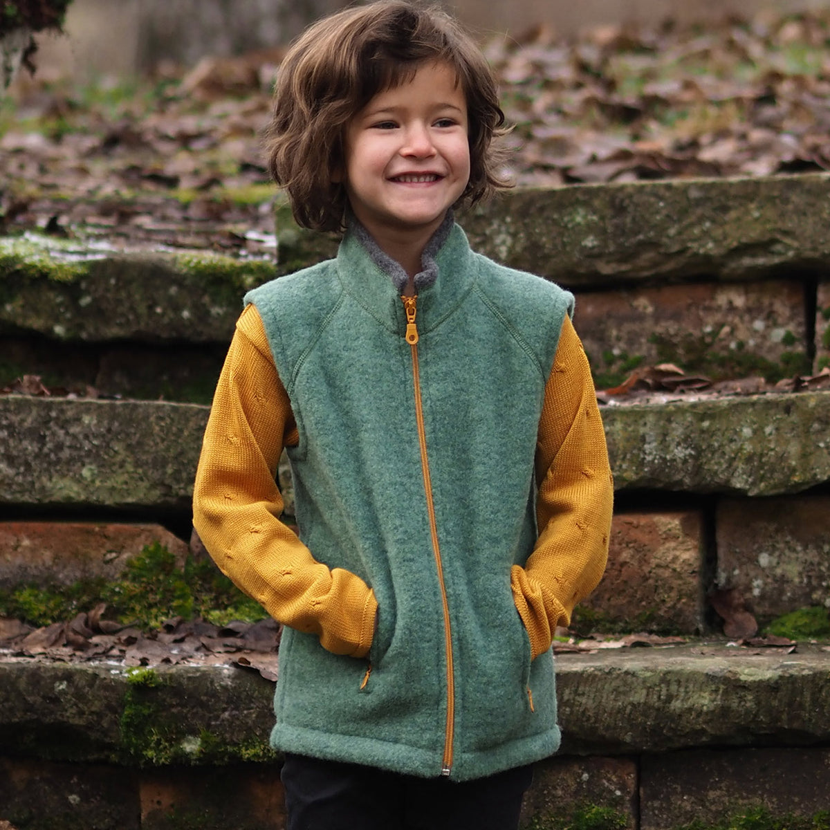 Big Kids Zip Vest - Organic Merino Wool Fleece (9-14y)