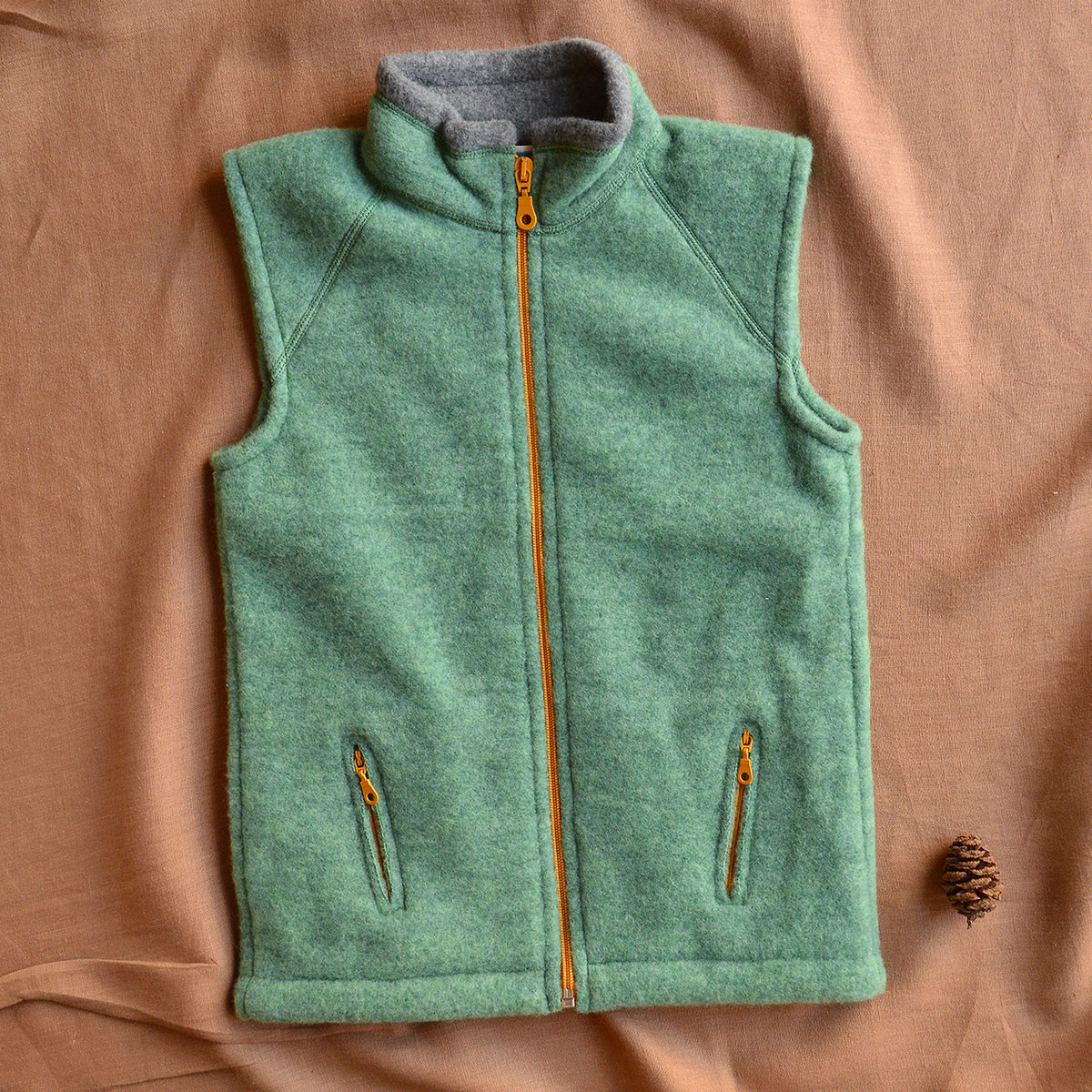 Big Kids Zip Vest - Organic Merino Wool Fleece (9-14y)