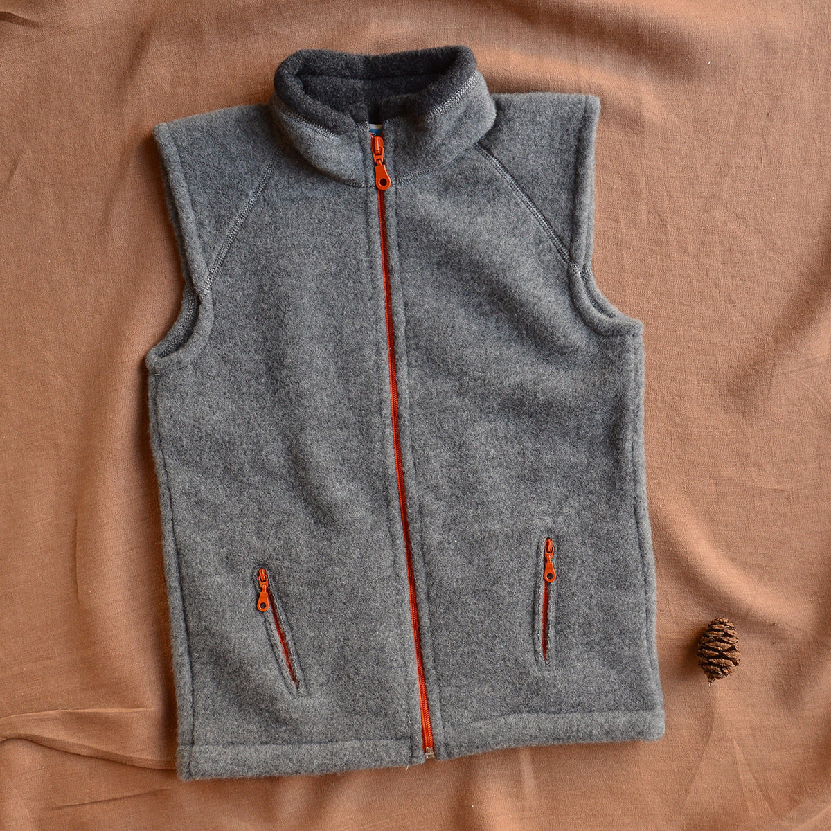 Big Kids Zip Vest - Organic Merino Wool Fleece (9-14y)