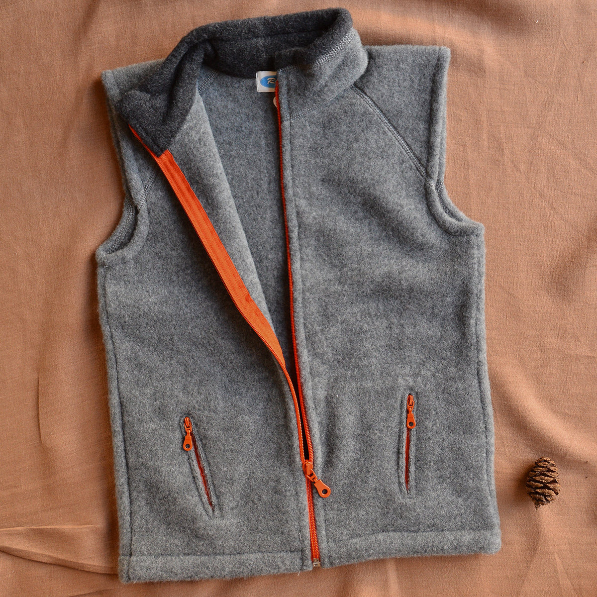 Big Kids Zip Vest - Organic Merino Wool Fleece (9-14y)