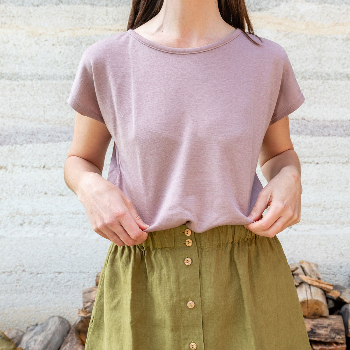 Women's Drop Shoulder Top - Organic Merino/Silk (XS-L)
