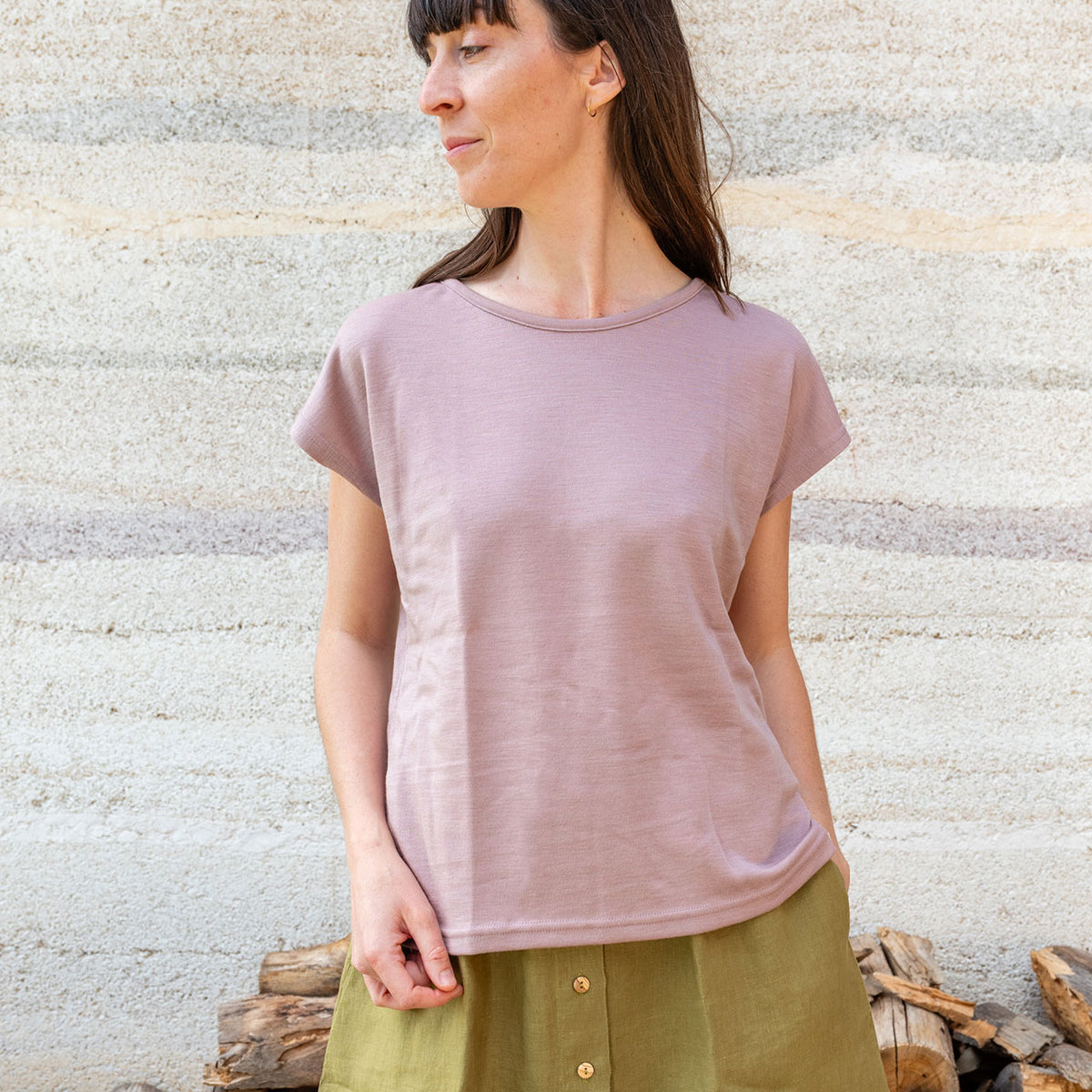 Women's Drop Shoulder Top - Organic Merino/Silk (XS-L)