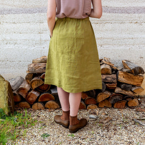 Midi Skirt - 100% Linen - Cardamom (Women's S-L)