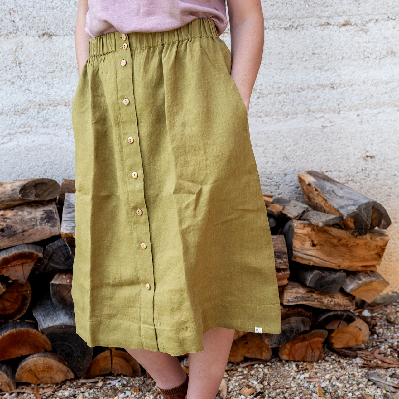 Midi Skirt - 100% Linen - Cardamom (Women's S-L)