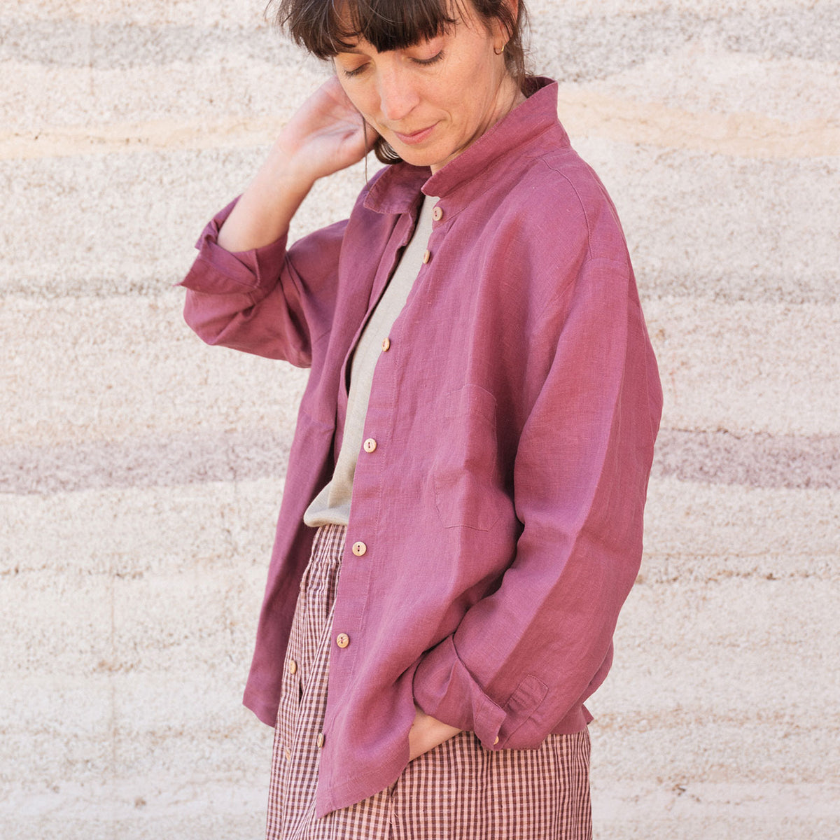 Shirt Blouse - 100% Linen - Blackberry (Women's S-L)