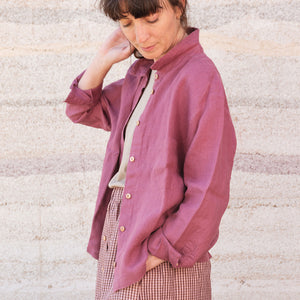 Shirt Blouse - 100% Linen - Blackberry (Women's S-L)