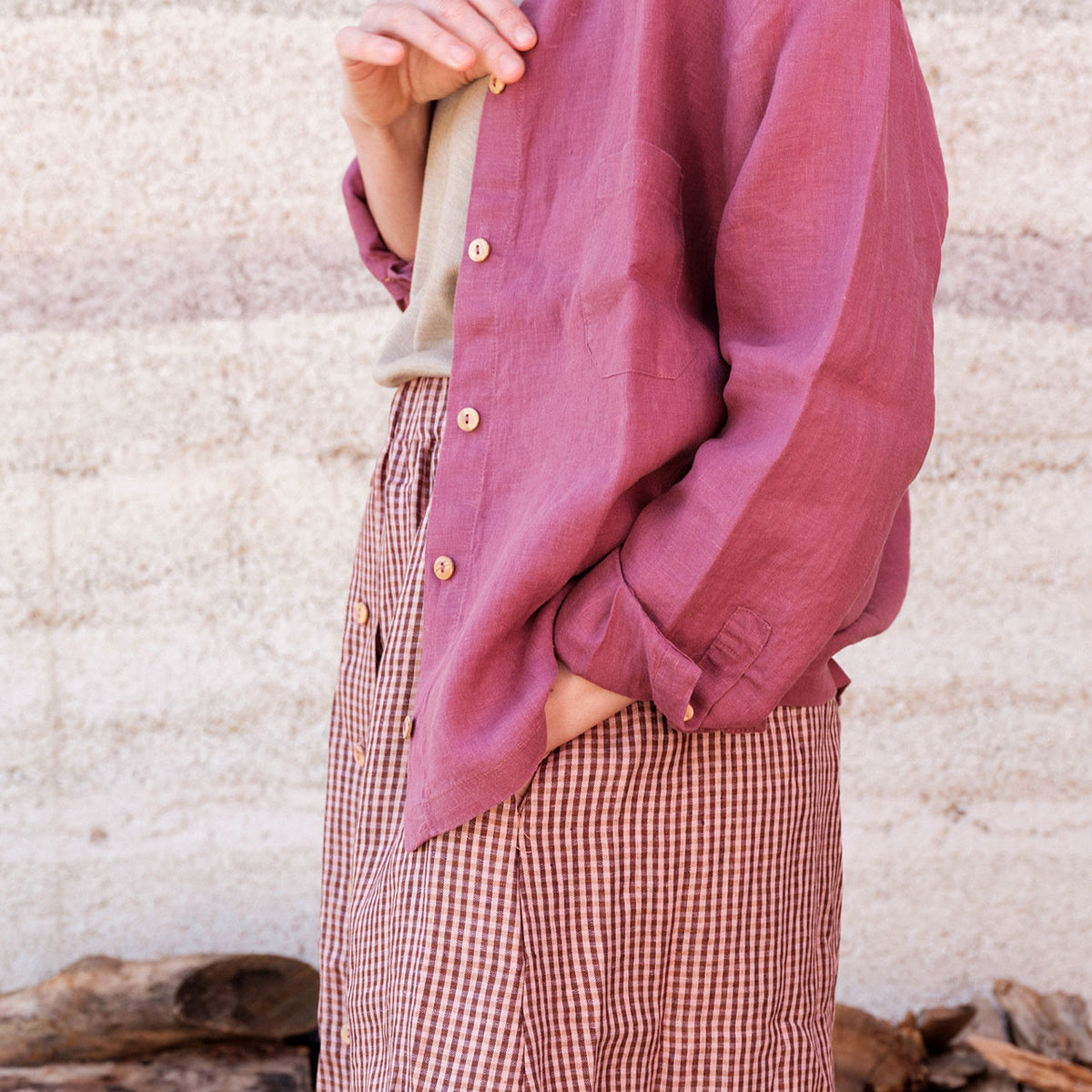 Shirt Blouse - 100% Linen - Blackberry (Women's S-L)