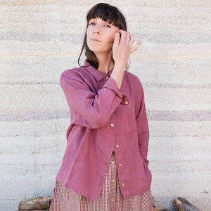 Shirt Blouse - 100% Linen - Blackberry (Women's S-L)