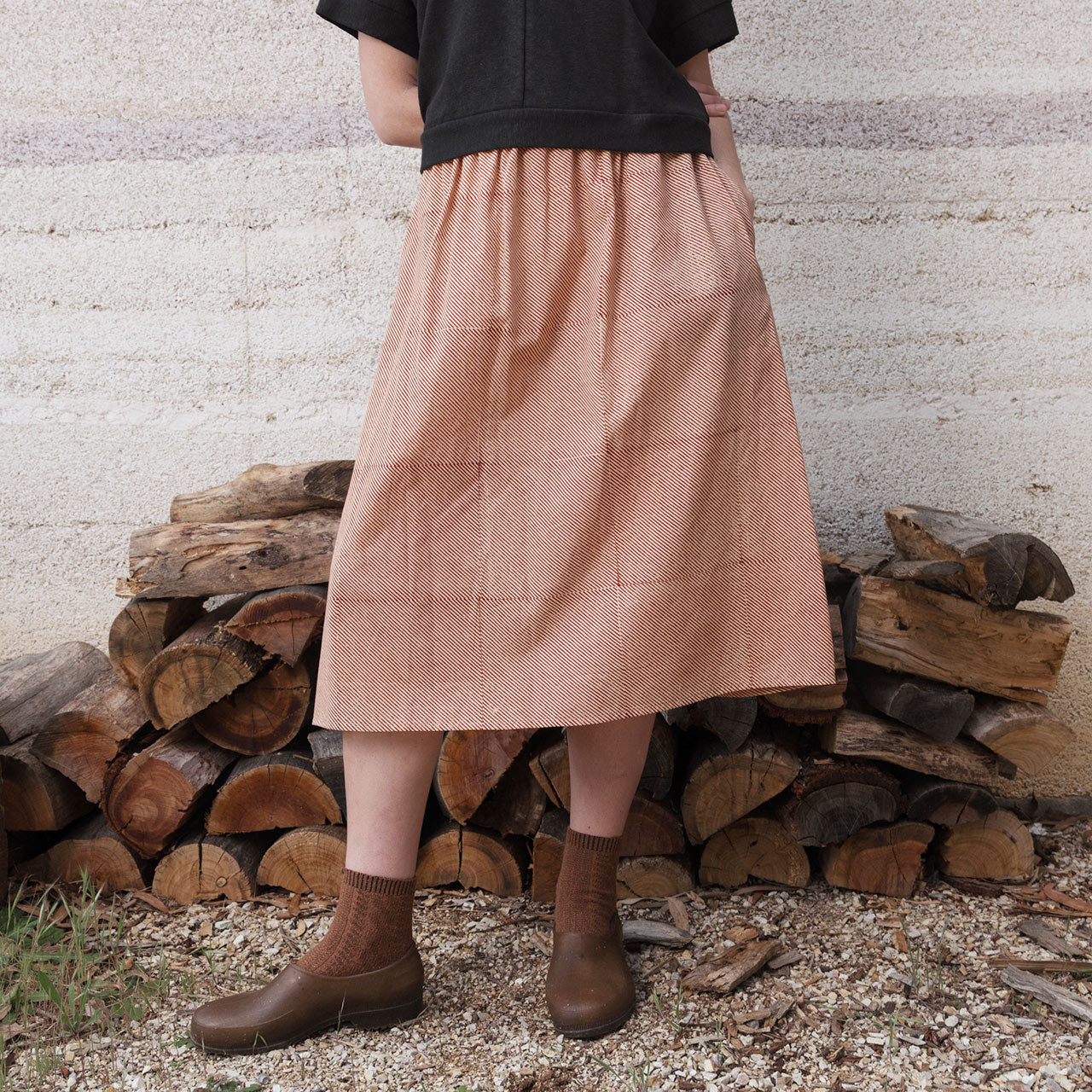 Bagru Block Print Pocket Skirt - 100% Hand Printed Indian Cotton (Women S-L)