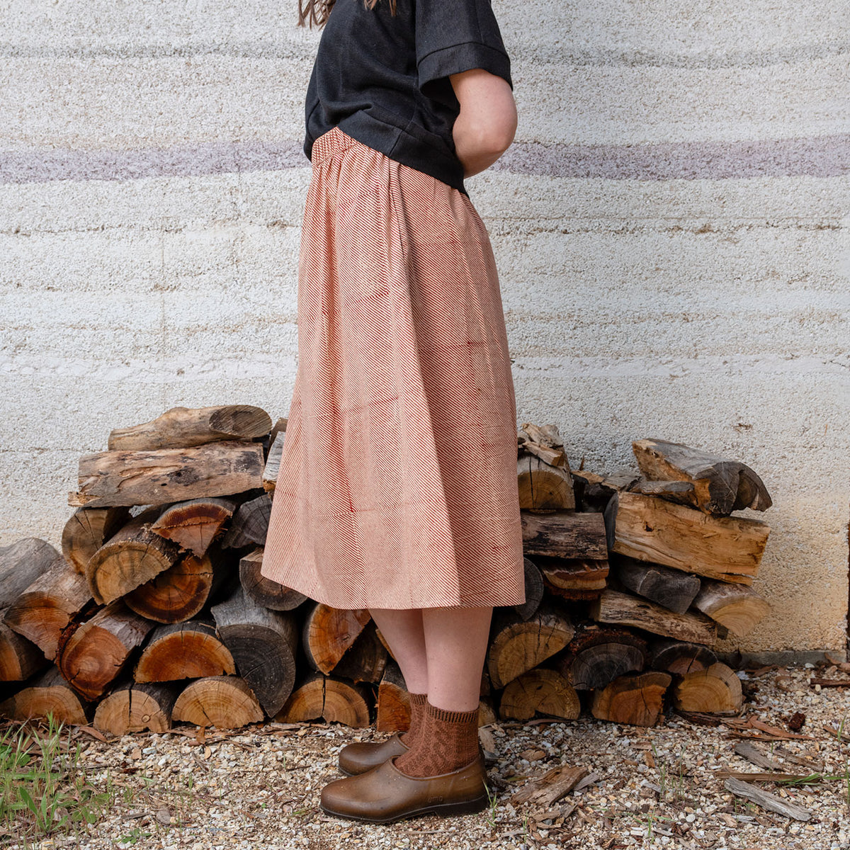 Bagru Block Print Pocket Skirt - 100% Hand Printed Indian Cotton (Women S-L)