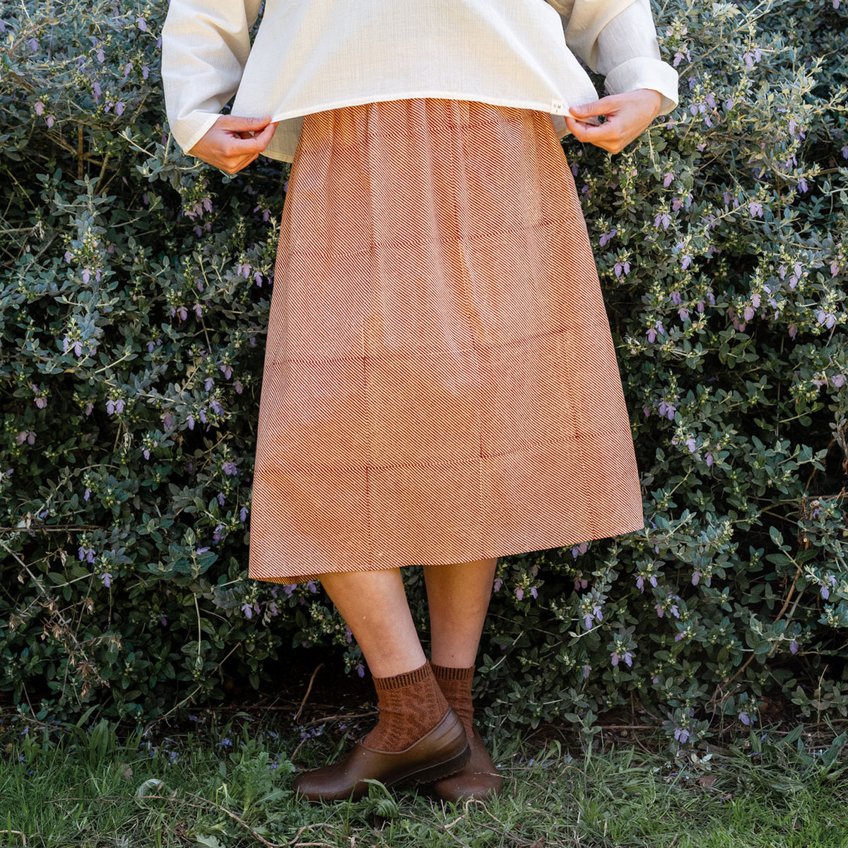 Bagru Block Print Pocket Skirt - 100% Hand Printed Indian Cotton (Women S-L)