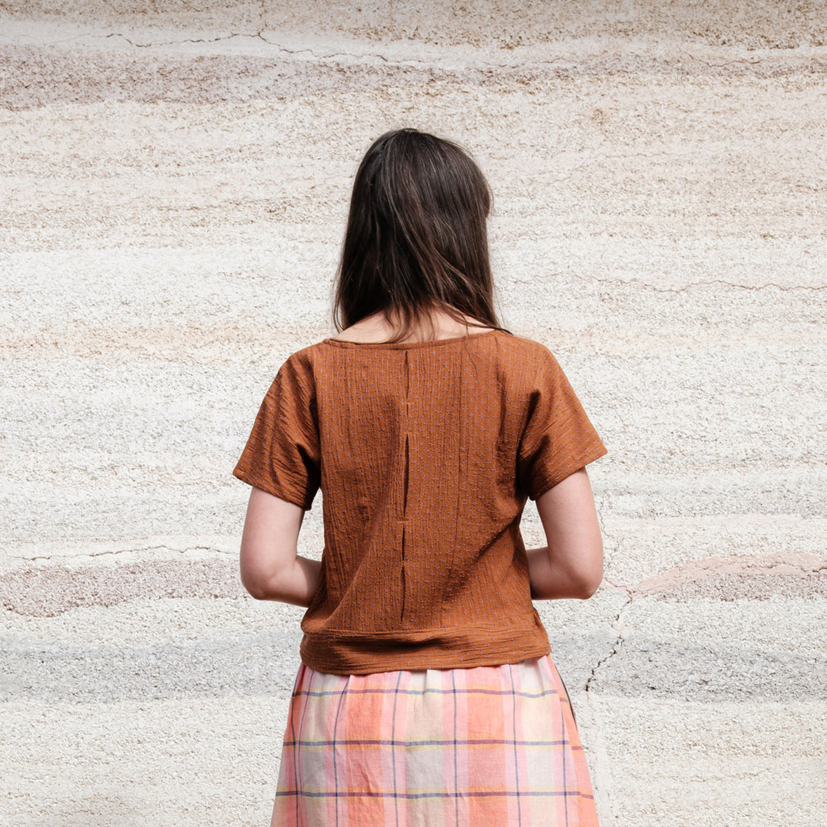 Cross Stitch Pieces Top - 100% Indian Cotton Muslin - Ginger Lilac (Women S-L)